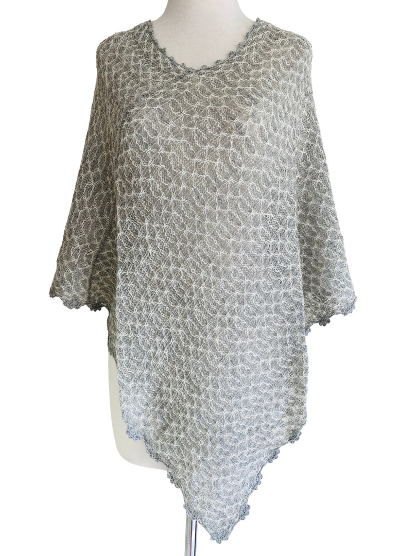 SONIA PONCHO SILVER/CREAM - 2