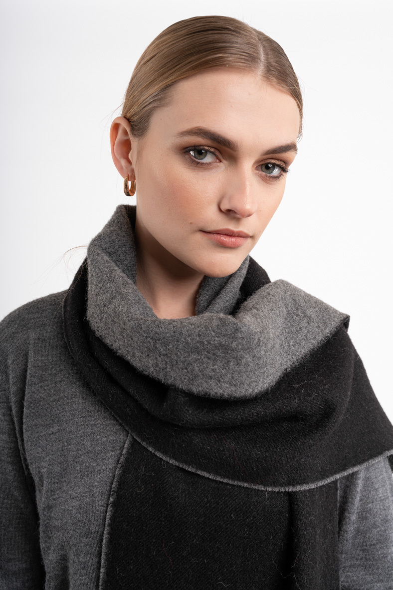 Alpaca Classic Scarf - Double Faced Black/Grey - 2