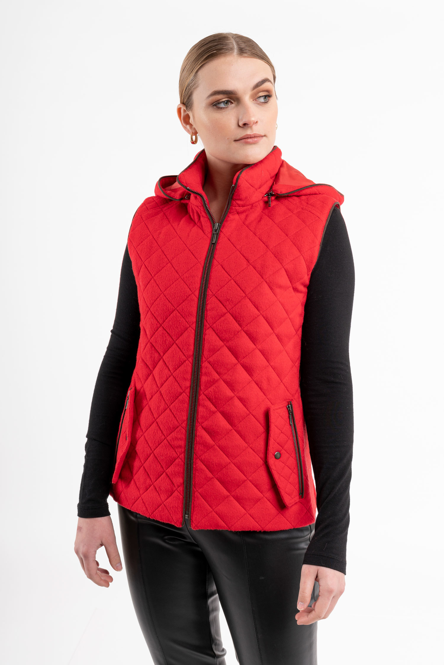 Ladies Quilted Vest - Red - 2