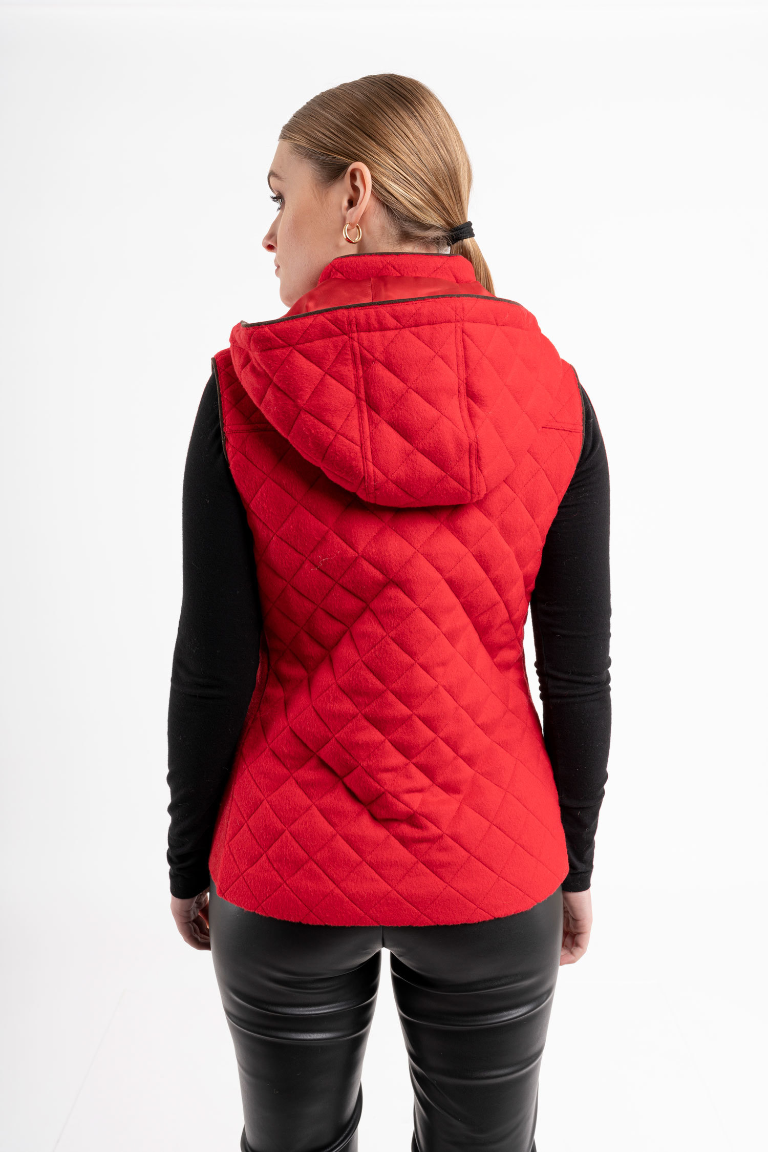 Ladies Quilted Vest - Red - 3