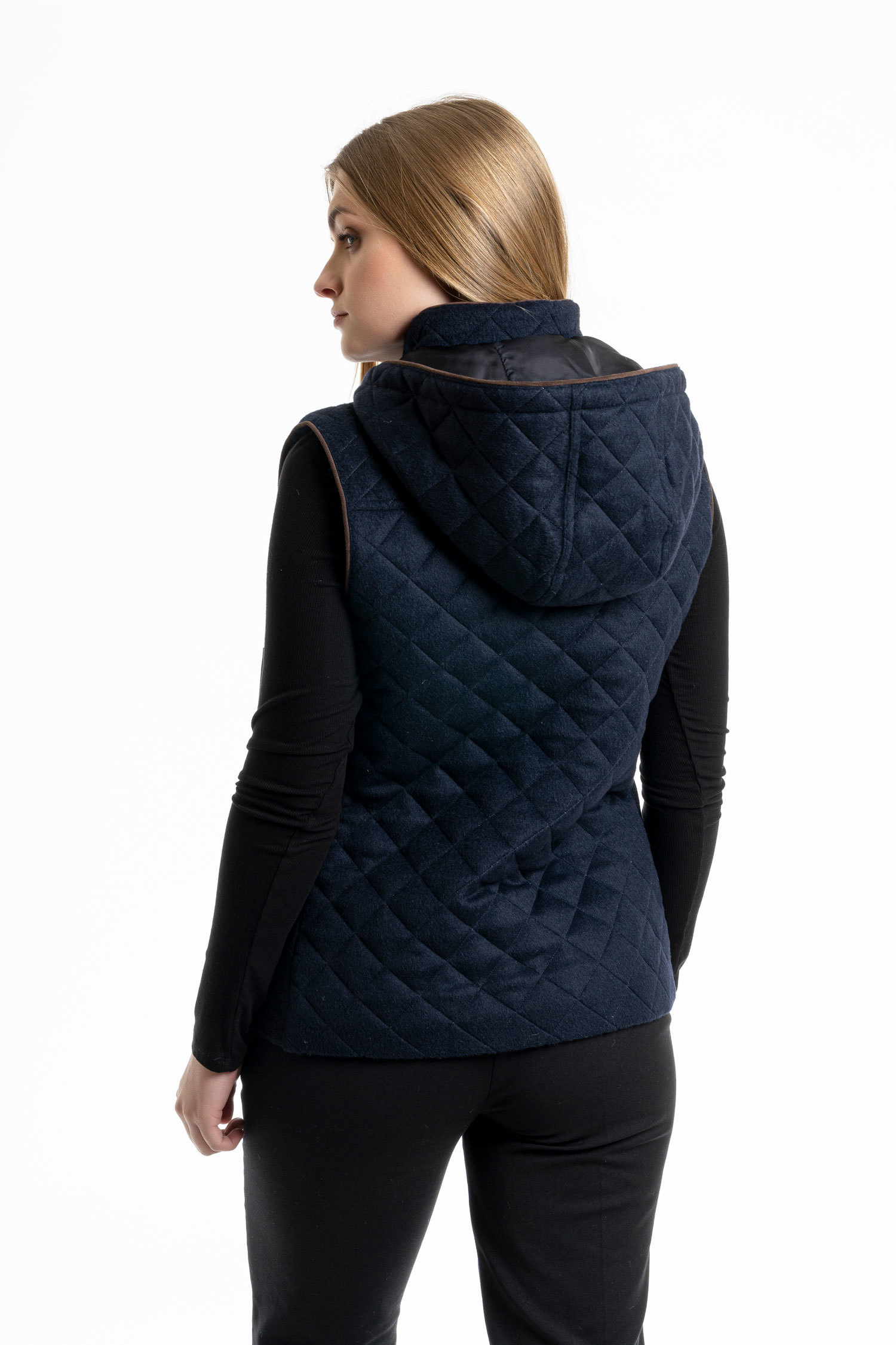 Ladies Quilted Vest - Navy - 3