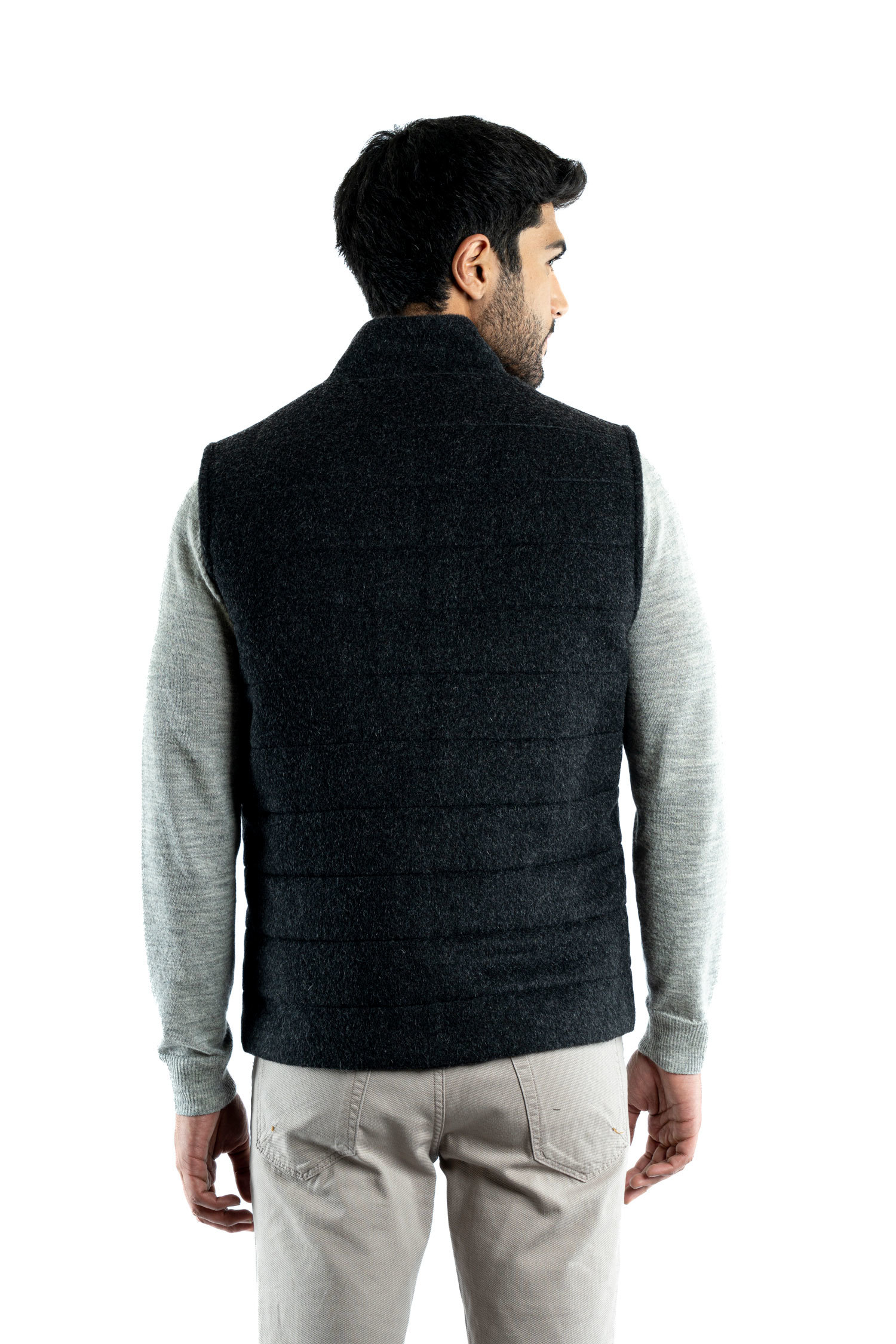 Mens Quilted Vest - Charcoal - 2