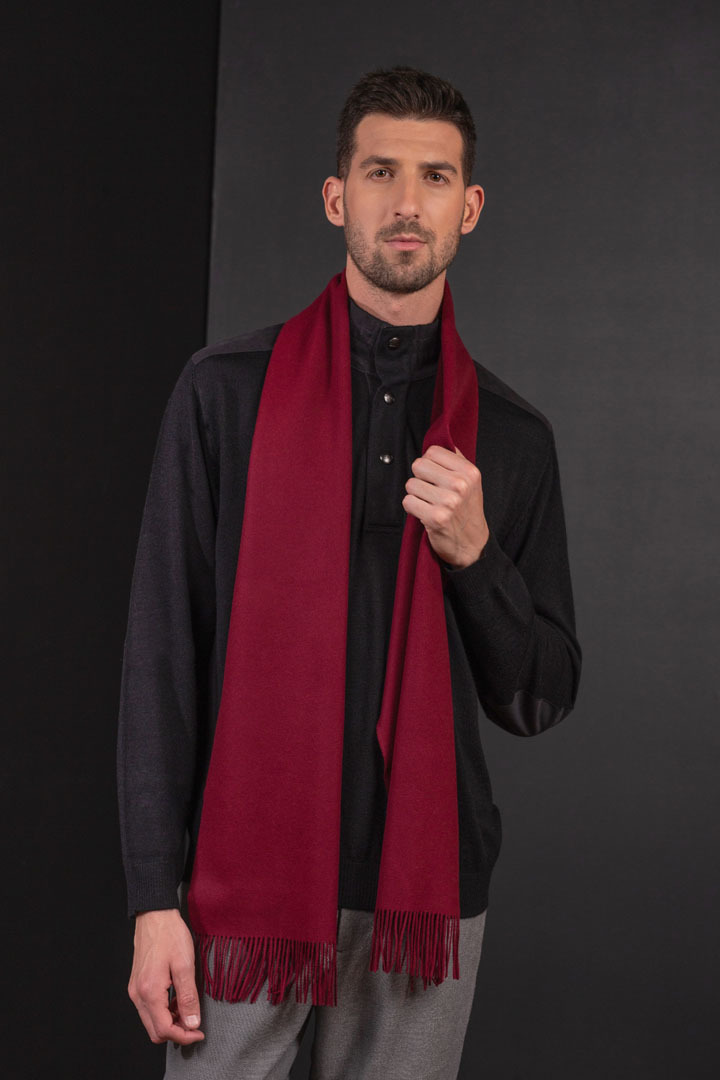 BASEL 100% VICUNA SCARF - BURGUNDY - 2