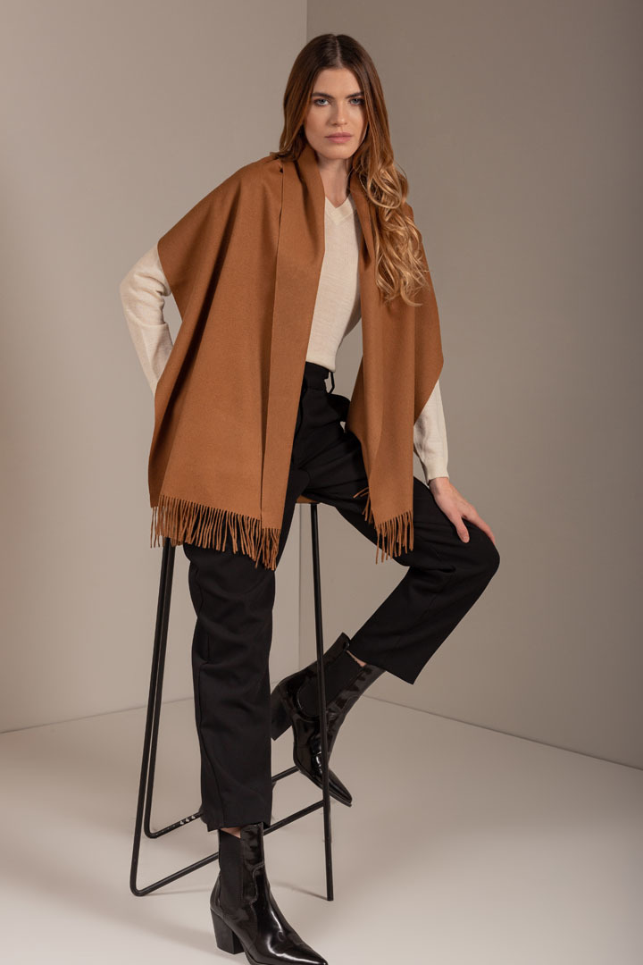 BERNA 100% VICUNA SHAWL - CAMEL - 2