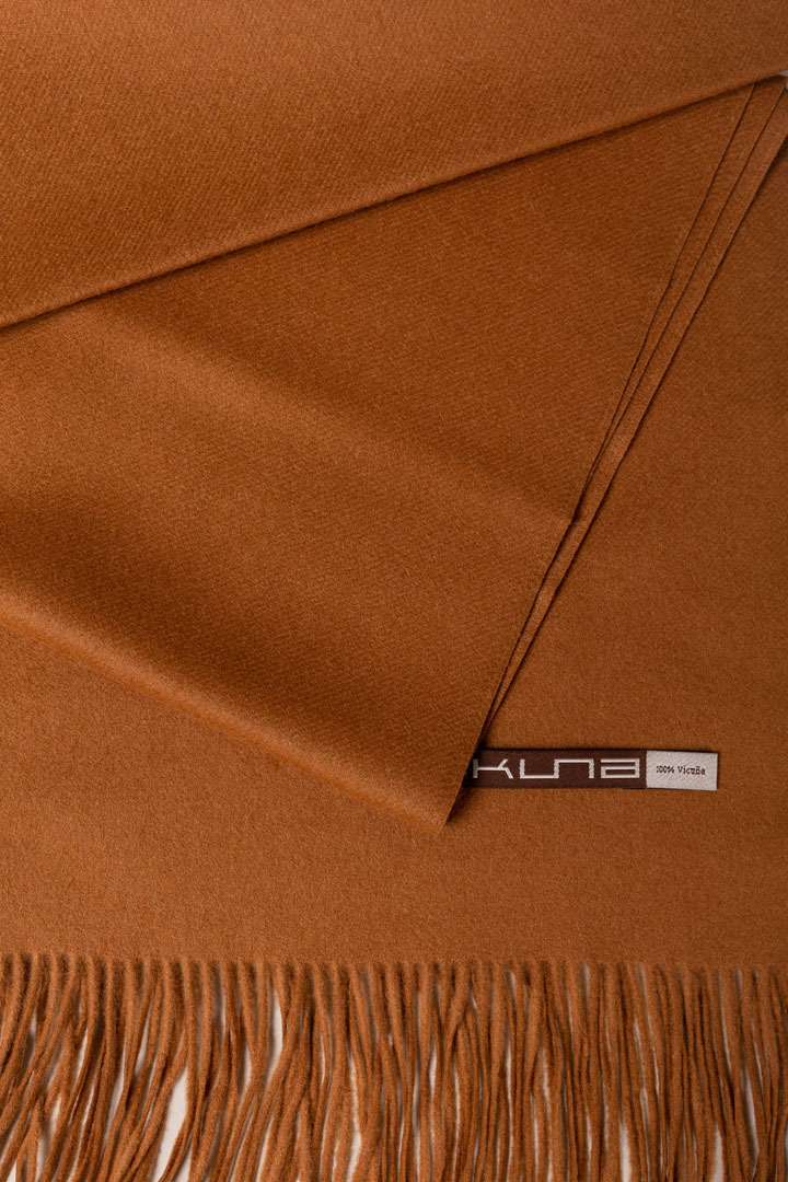 BERNA 100% VICUNA SHAWL - CAMEL - 3