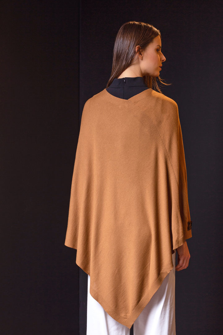 BERYL 100% VICUNA PONCHO - CAMEL - 2