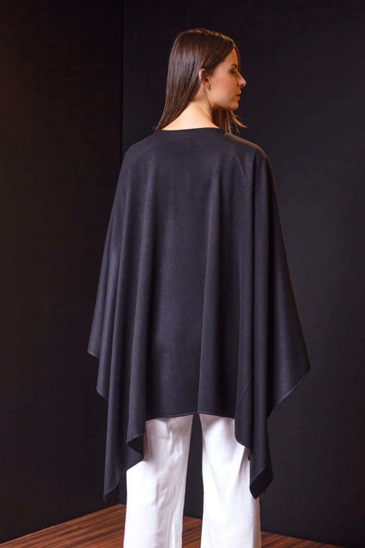 BARBARA 100% VICUNA CAPE - BLUE - 2