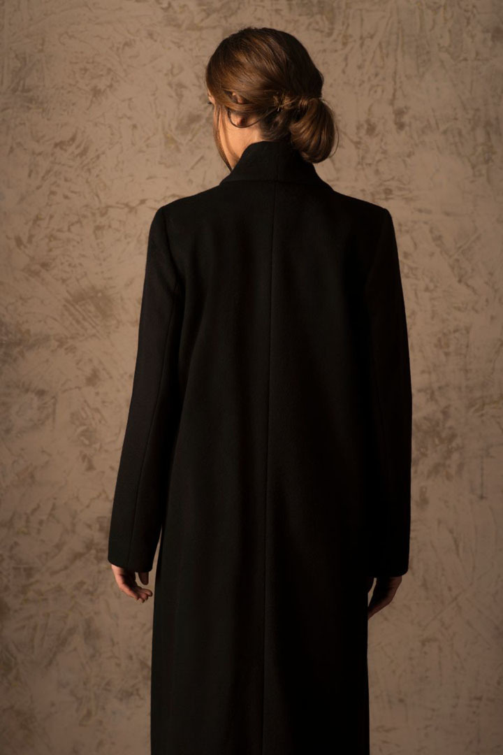 LONG 100% VICUNA SWING COAT - BLACK - 2