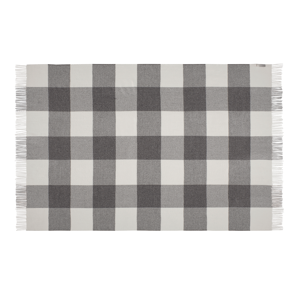 NEW - 100% Baby Alpaca Santa Fe Throw - Medium Grey Check - 2