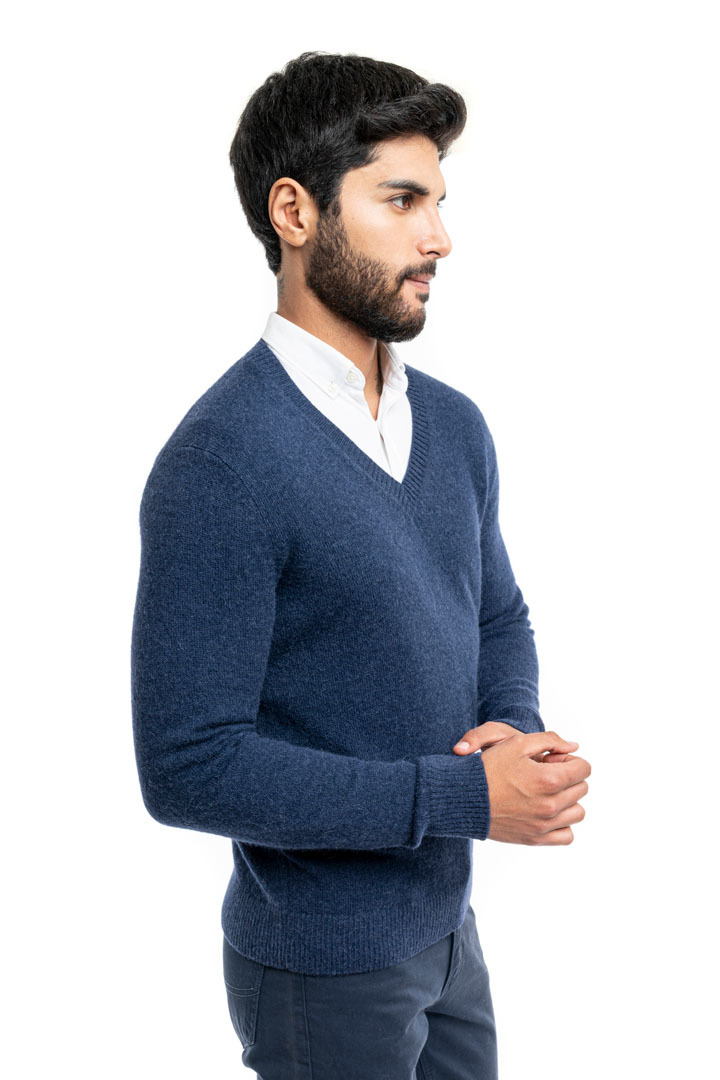 NEW - Classic V Neck Sweater - Blue - 2