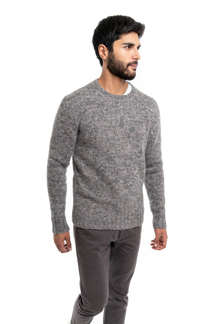 NEW - Rustic Crew Neck Sweater - Dark Grey/Lighty Grey - 1