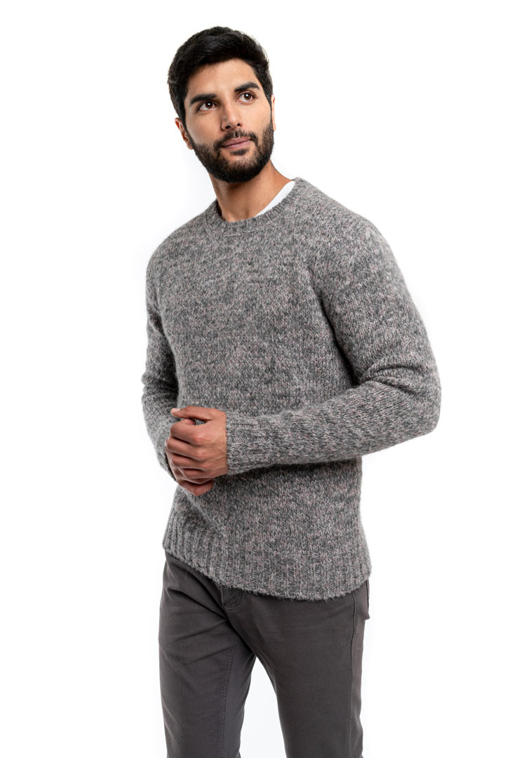 NEW - Rustic Crew Neck Sweater - Dark Grey/Lighty Grey - 2