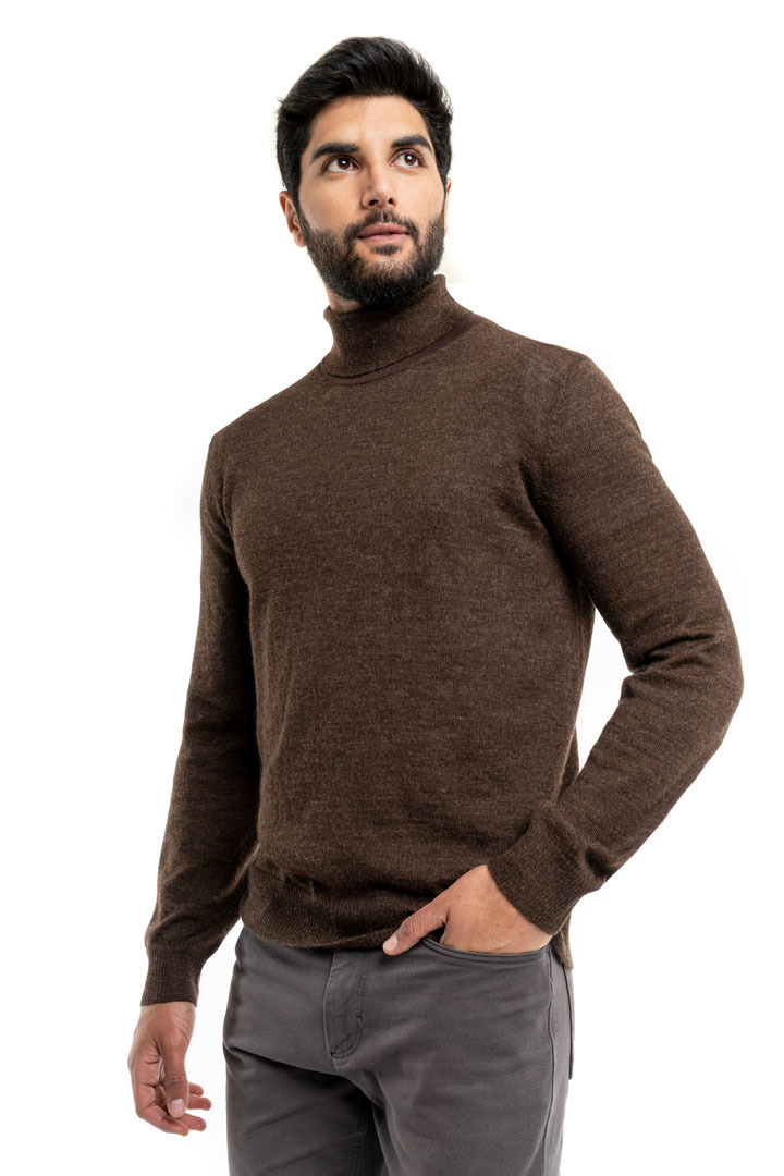 NEW - Classic Turtle Neck Sweater - Brown - 2