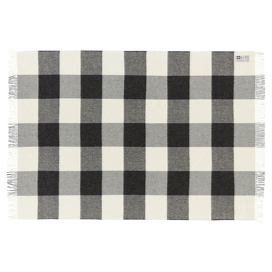 100% Baby Alpaca Throw  - Dark Grey Check - 2